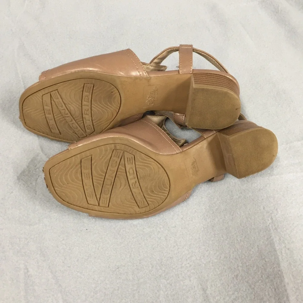LifeStride Mona Tan Brown Slingback Block Heel Sandals Womens Size 7M Open Toe